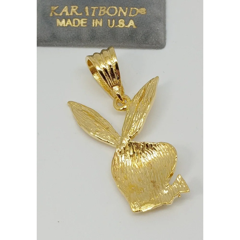 Karatbond Vintage Playboy Bunny Pendant Gold Diamond Cut Y2K NOS Made in USA